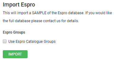 A screenshot of the Espro import.