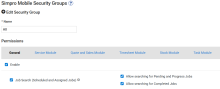 A screenshot of 'Allow searching for Completed Jobs' option in Simpro Mobile.