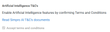 A screenshot of the AI T&Cs option.