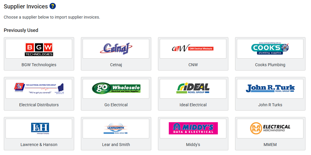 A screenshot of the supplier invoice imports.