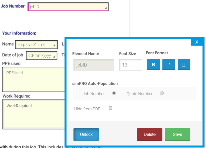 A screenshot of the Simpro Premium integration field.