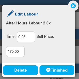 A screenshot of the editing options for a labour rate in Connect.