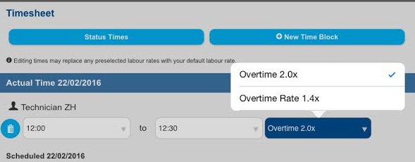 A screenshot of the customised schedule rates options in Connect.