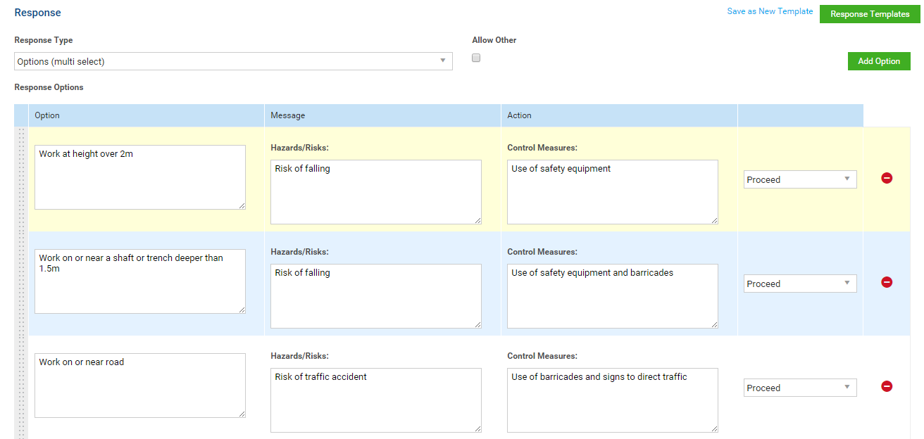 A screenshot of the options for Safe Work Method Statements audits.