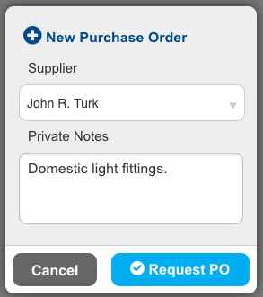 A screenshot of a New Purchase Order window in Connect.