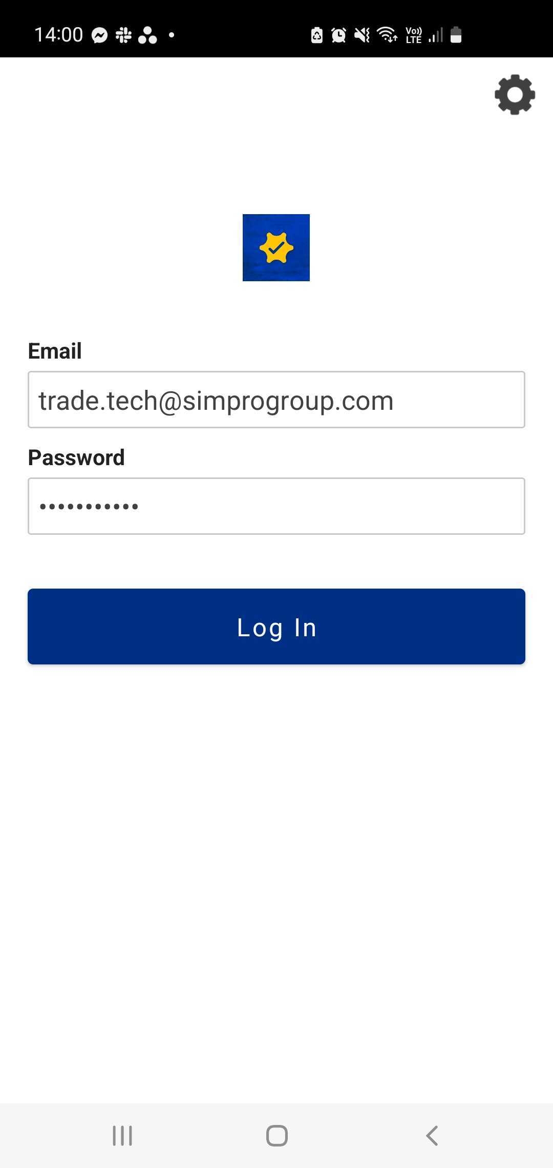 A screenshot of the mobile login page.