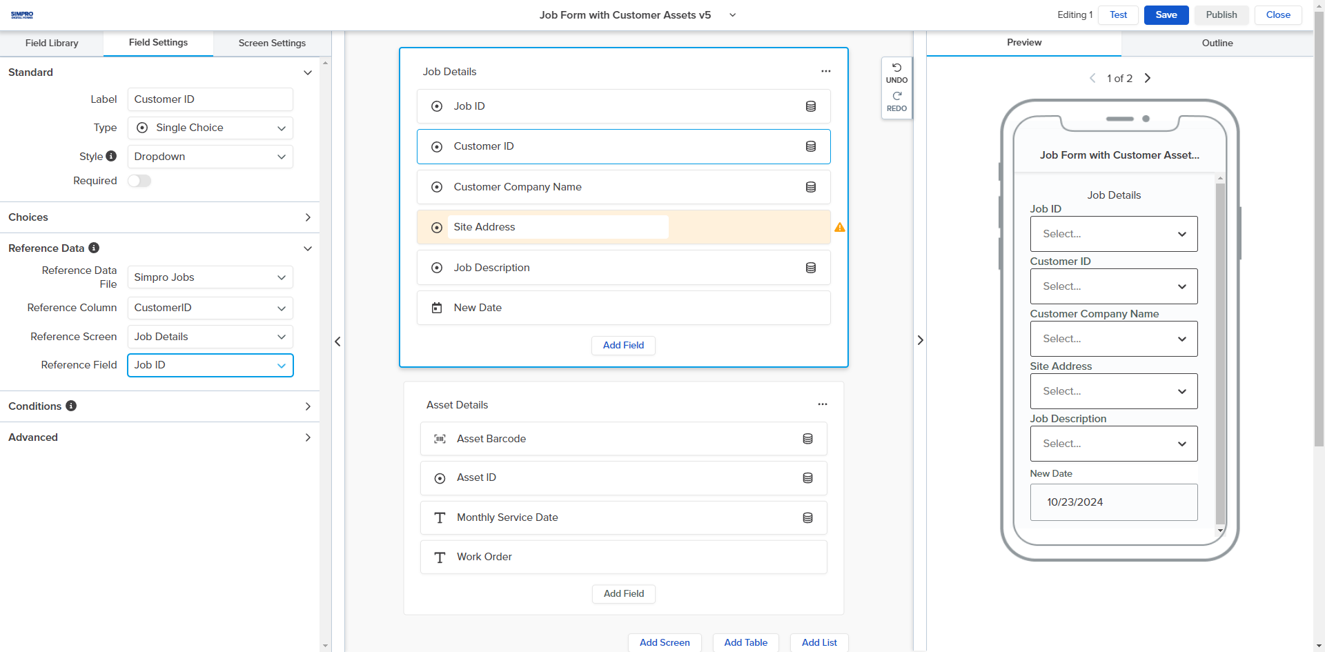 A screenshot of customer ID reference data.