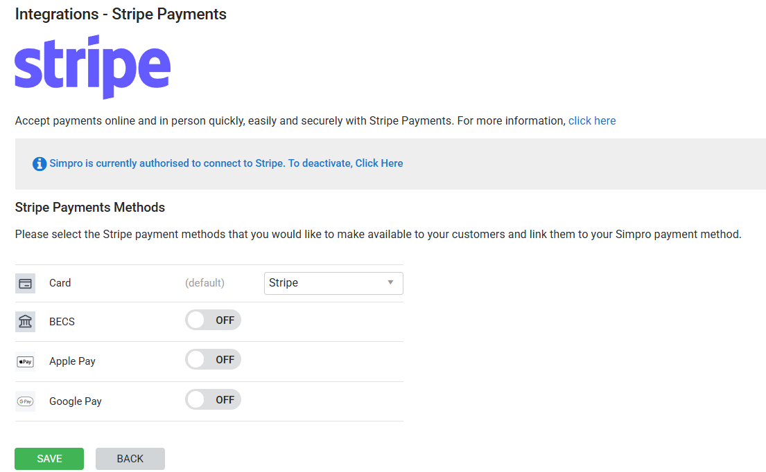 A screenshot of stripe payments.