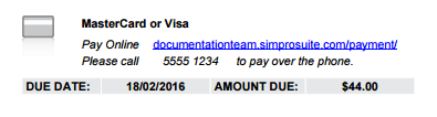 A screenshot of the Pay Online link on an invoice.
