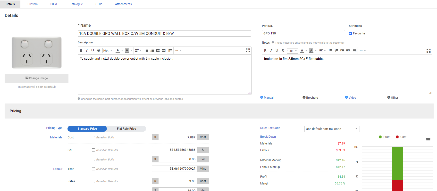 A screenshot of the pricing options for standard price pre-builds.