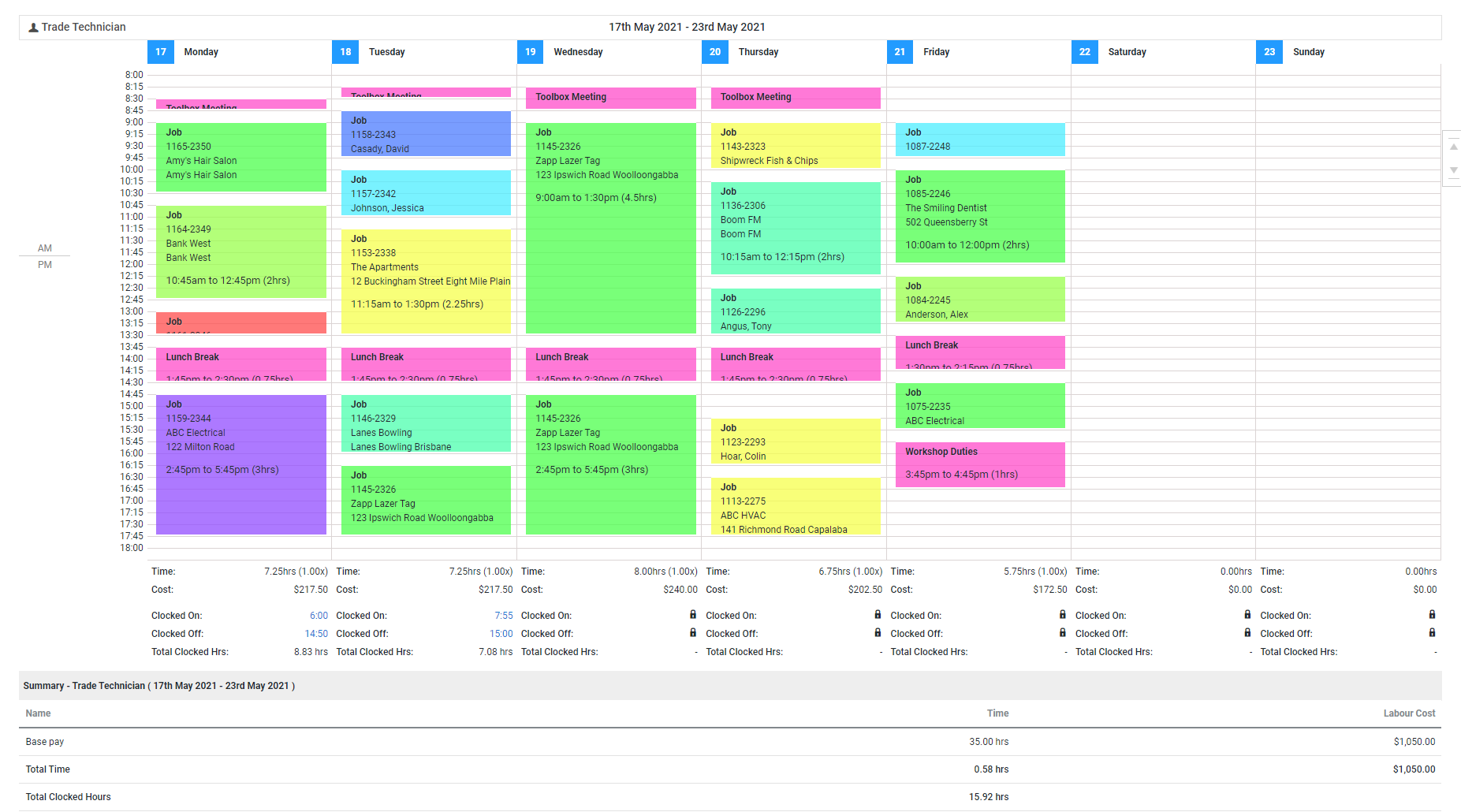 A screenshot of the Calendar View.