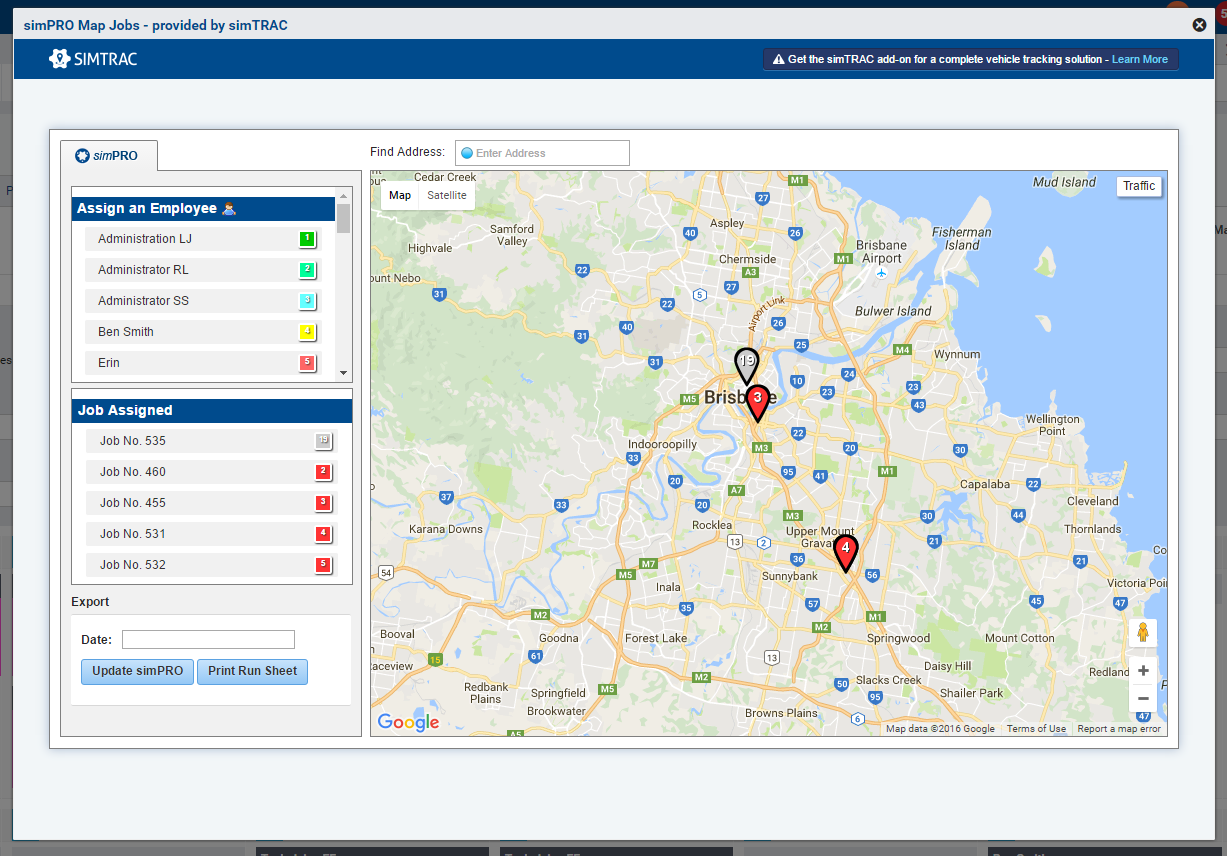 A screenshot of the Map Jobs pop-up window.