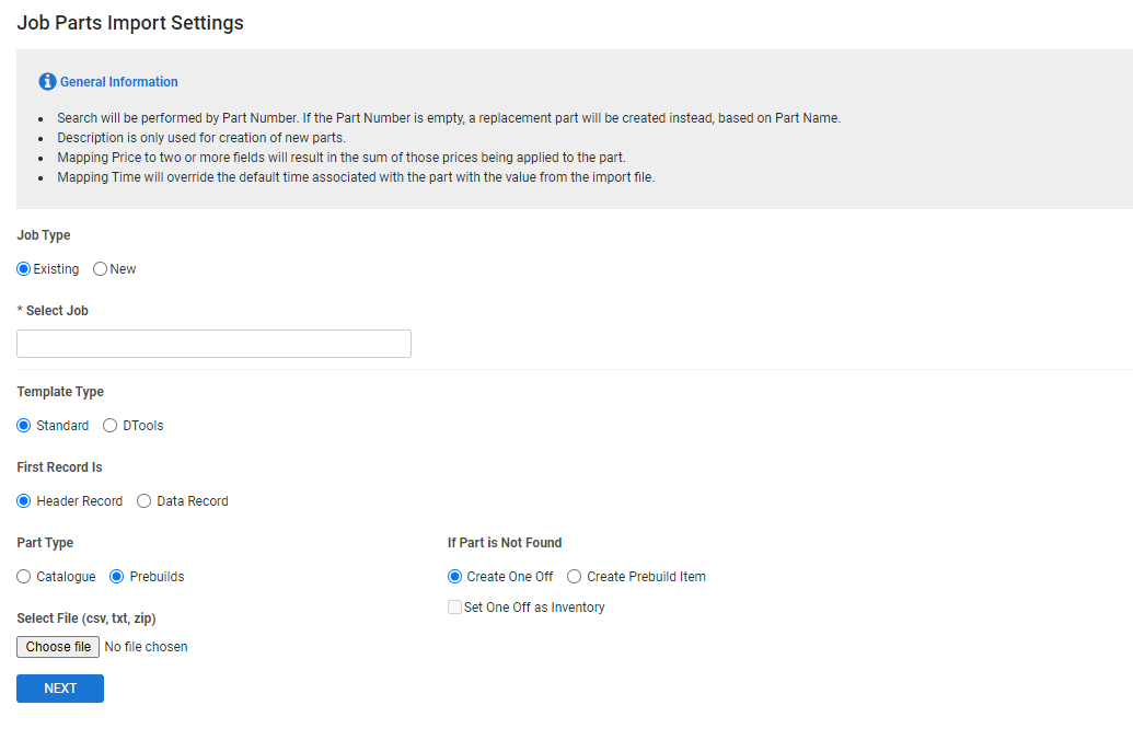 A screenshot of the Customer Import Settings page.