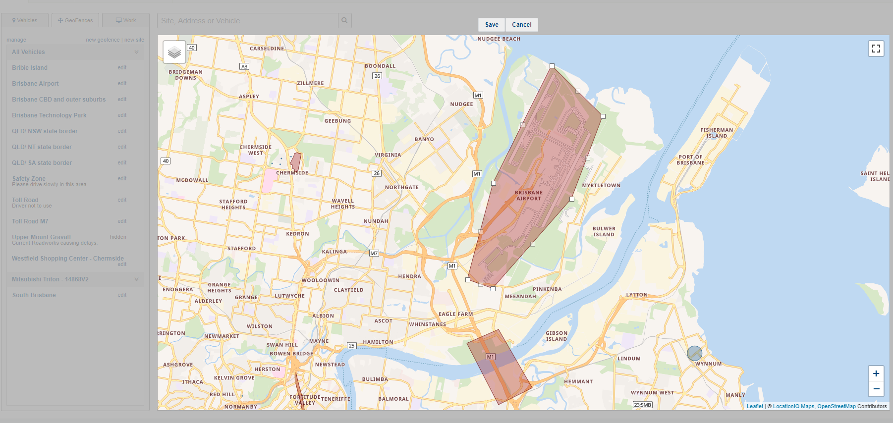 A screenshot of changing the shape of a geofence.