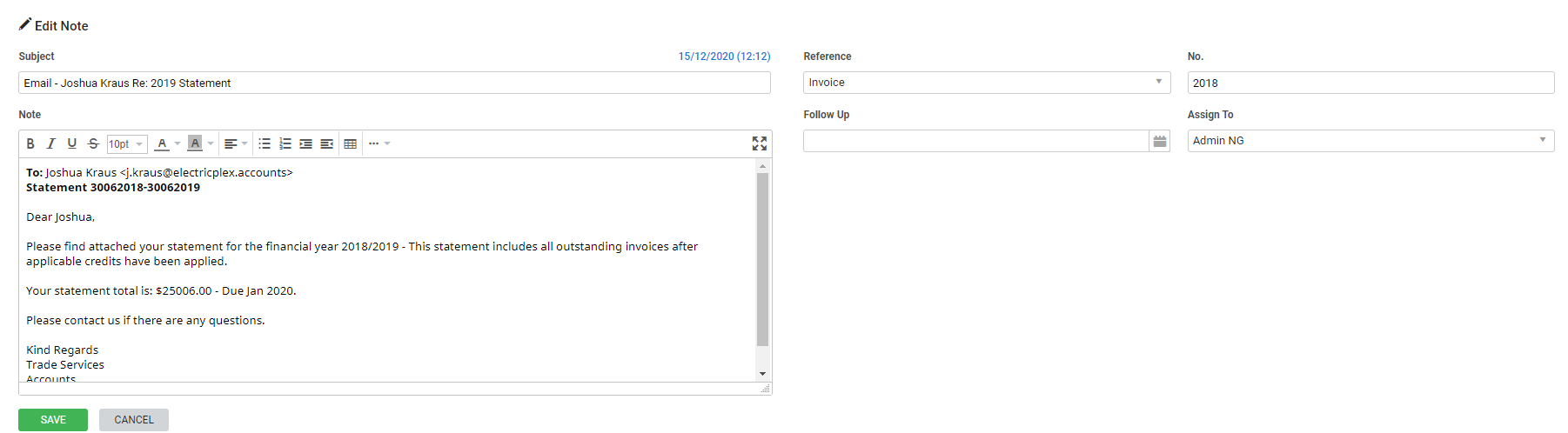First Customer Note Articles